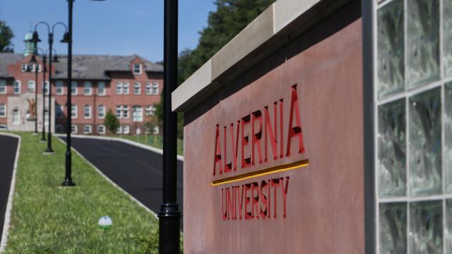 Alvernia University sign at main entrance