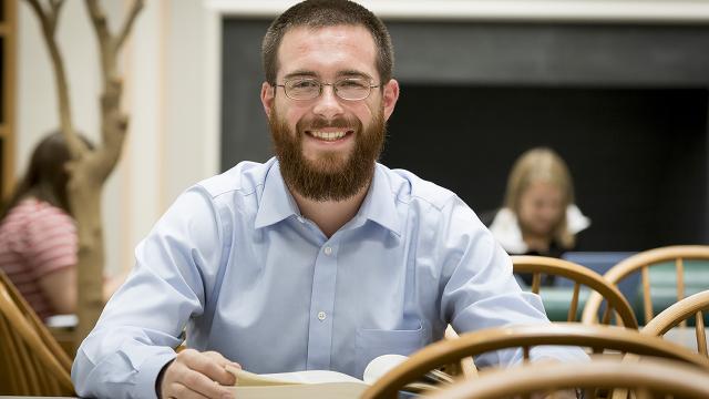 Graduate student in the library