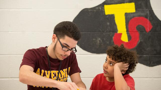 Student tutors at elementary school