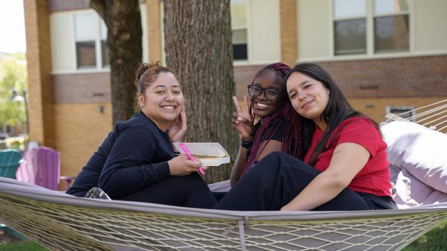 Students relaxing spring